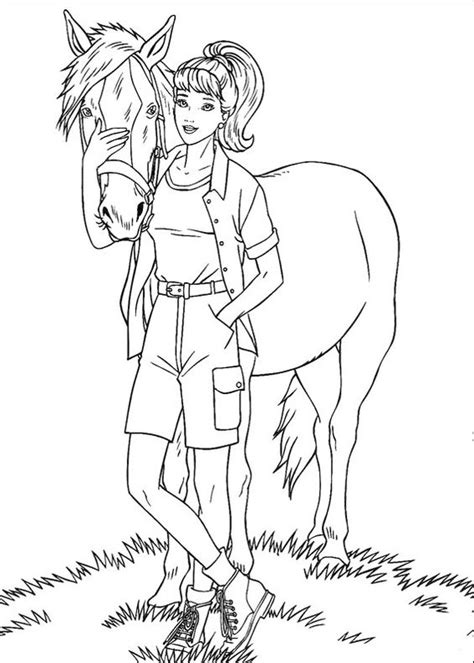 barbie  horse coloring pages printable  pinterest coloring