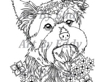 yorkie coloring book etsy