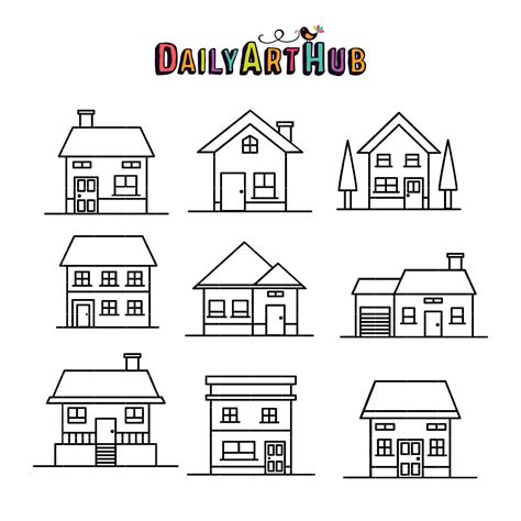 houses outline clip art set daily art hub  clip art everyday