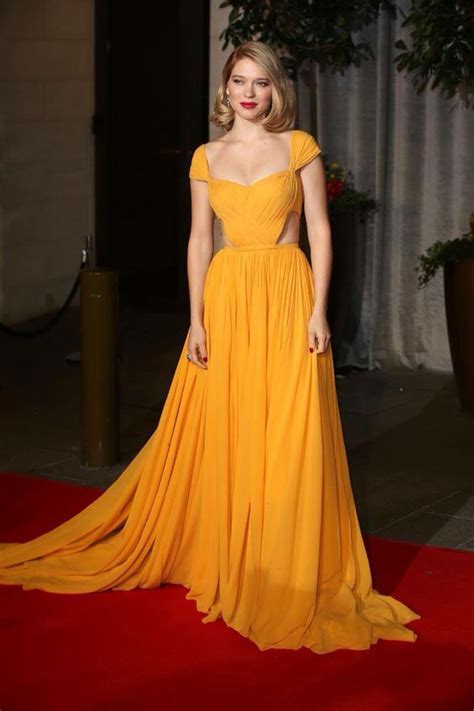 Inspired By Léa Seydoux Celebrity Dresses Yellow A Line