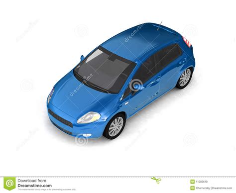 Hatchback Blue Car Top View Stock Illustration