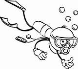 Diver Scuba Coloring Drawing Getdrawings Getcolorings Cartoon Printable Colouring Stick sketch template
