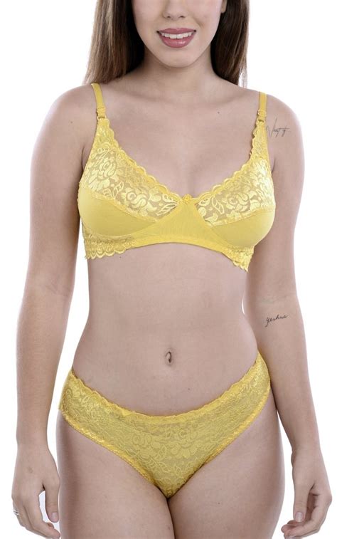 Cotton Non Padded Yellow Bra Panty Set Size 30 40 B At Rs 98 Set In