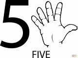 Five Number Asl Coloring Pages Printable Sign Language Numbers American Preschool Printables Super sketch template