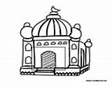 Temple India Coloring Mosque Hindu Pages Template Sketch sketch template