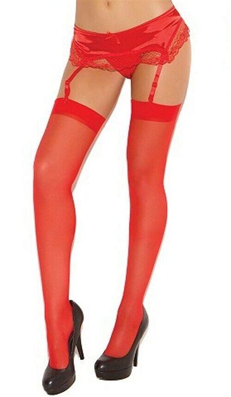 Elegant Moments Sheer Seamed Stockings Black White Or Red Kiss Tights