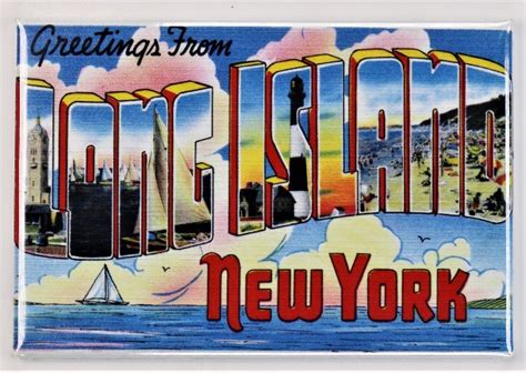 Greetings From Long Island New York Postcard Fridge Magnet I1