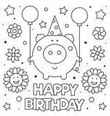 Coloring Birthday Happy Vector Pig sketch template