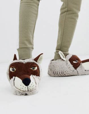 loungeable wolf slippers slippers asos shoes