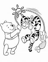 Coloring Pages Tigger Jump Rope Pooh Kids Winnie Disney Heart Piglet Color Playing Cartoon Eeyore Cliparts Print Gif Popular sketch template