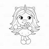 Unicorn Coloring Pages Girls Cute Baby Flower Holding sketch template
