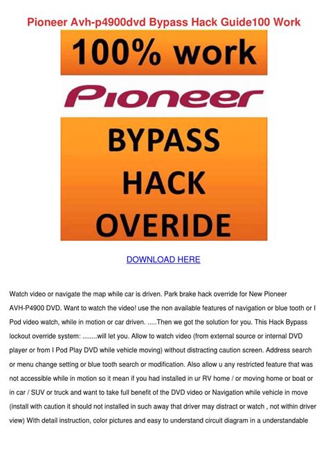pioneer avh pdvd bypass hack guide wor  lorilockhart issuu