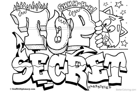 graffiti coloring pages letters top secret  printable coloring pages
