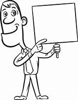 Businessman Pointing Whiteboard Lavagna Fumetto Indica Affari Dito Illustrazione sketch template