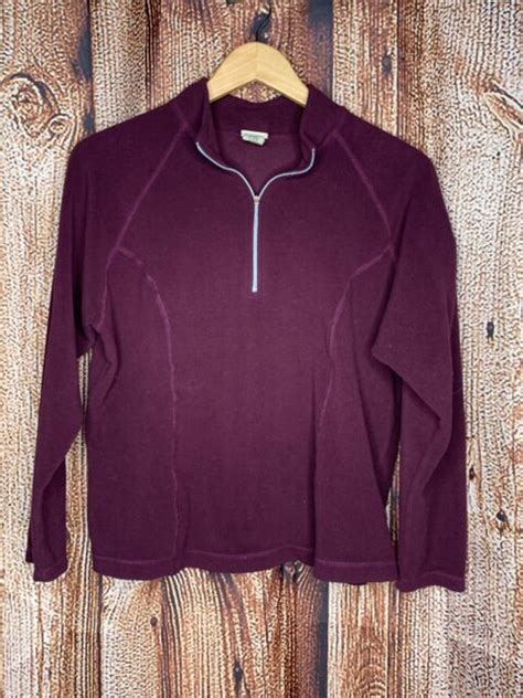 ll bean womens fleece half zip sweater size medium maroon ebay