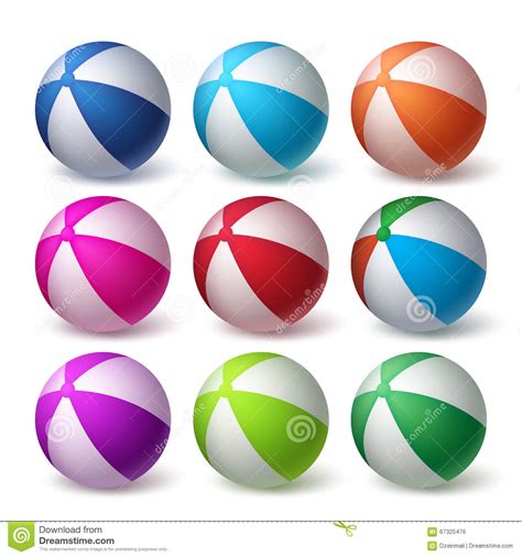 beach balls vector set in colorful 3d realistic rubber stock vector image 67325476