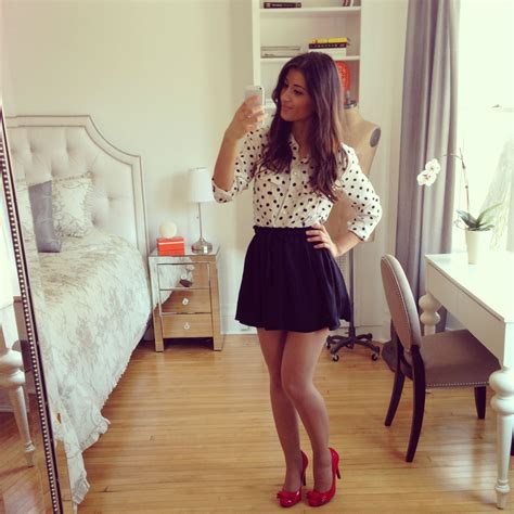 Mimi Ikonn Sexy Outfit Red Heels Black Skirt And Polka
