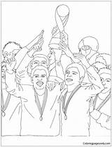 Soccer Team Trophy Pages Coloring Receiving Cup Color sketch template