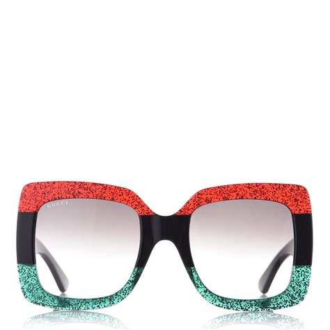 gucci square frame gg0083s sunglasses glitter red black green 319104