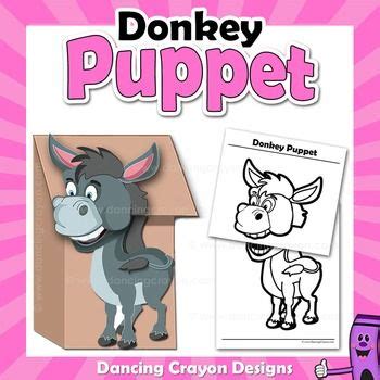 donkey paper bag puppet template fun craft project  kids