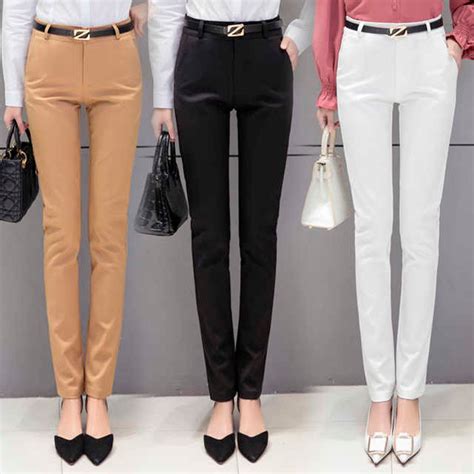lady slim fit dress pants  women formal trousers wear  work pencil
