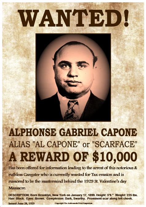 Wanted Notorious Gangster Al Capone Fantastic A4 Glossy Art Print
