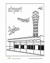 Airport Coloring Community Places Pages Town Worksheet Colouring Color Education Helpers Paint Preschool Kids Printables City Drawing Theme Draw School sketch template