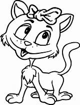 Coloring Pages Girl Cat Cute Kids sketch template