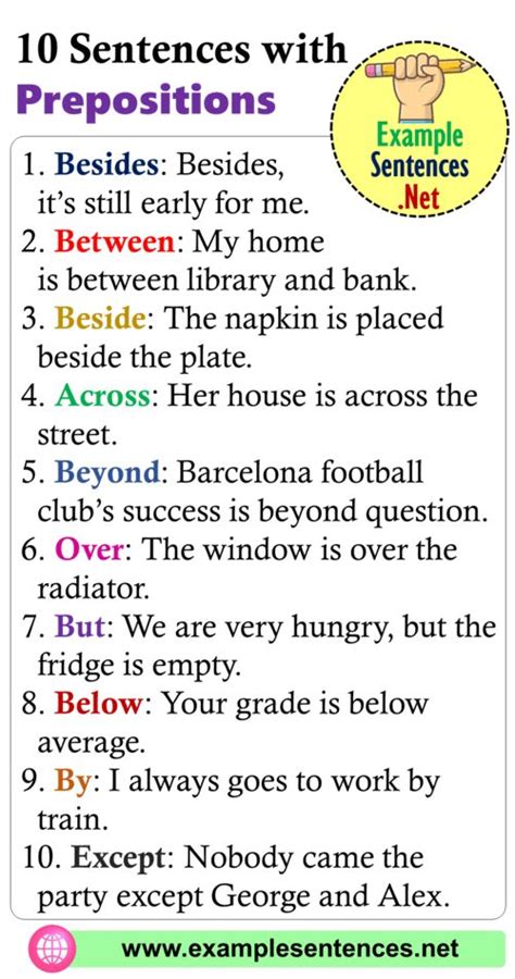 sentences  prepositions definition   sentences