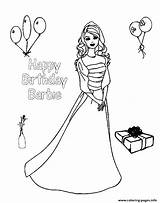 Barbie Coloring Birthday Pages Happy Printable Princess Kids Color Print Cake Colouring Barney Pauper Book Sheets Fun Template Sketch Popular sketch template
