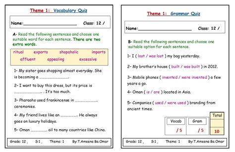 englishplanet grade  theme  vocabulary  grammar quiz