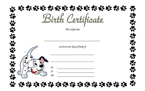 puppy birth certificate template  special editions