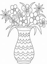 Vase Flower Coloring Pot Drawing Pages Flowers Kids Bouquet Printable Line Drawings Color Vases Pots Print Draw Clipart Sketches Size sketch template