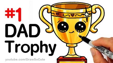 how to draw a trophy for dad for father s day step by step cute youtube