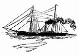 Coloring Steam Ship sketch template