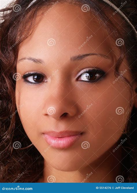 pretty young teen black girl closeup portrait stock photo image