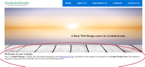 sample web page design  html code