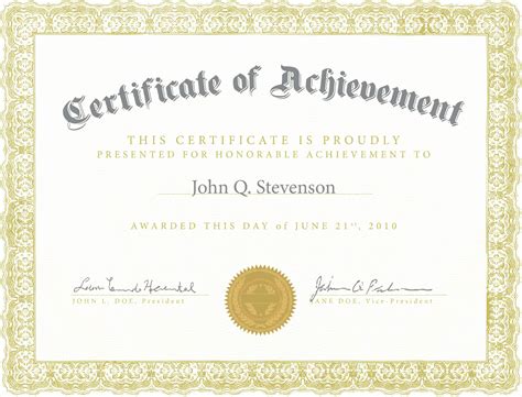 certificate  achievement army template