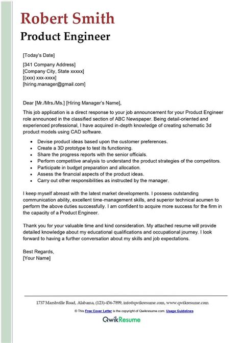 industrial engineer cover letter examples qwikresume
