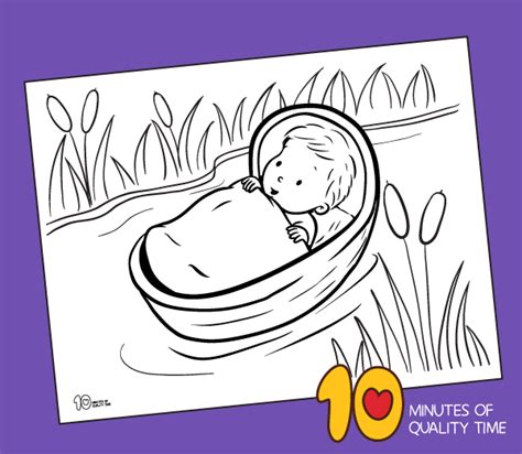 baby moses   basket coloring page  minutes  quality time