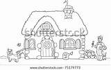 Coloring Farm Cute Kids Illustration Old Shutterstock Search sketch template