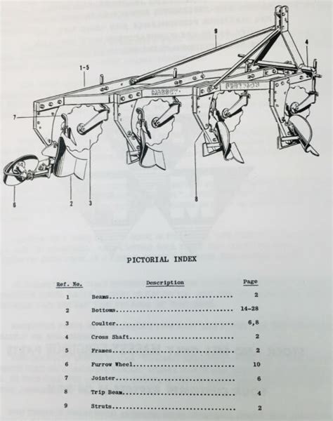 massey ferguson  trip beam plow parts manual catalog schematic    bottoms ebay