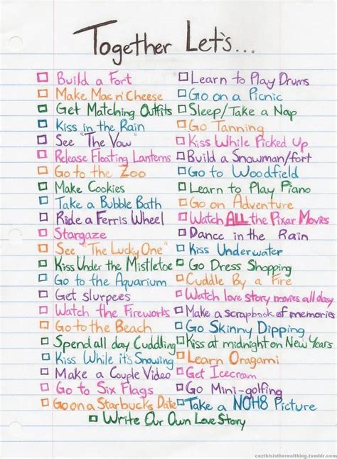 fun date ideas make a list together of the things to do