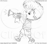 Boy Trumpet Playing Clipart Outlined Marching Illustration Royalty Bannykh Alex Vector 2021 sketch template