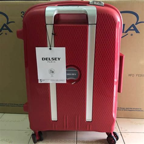 delsey belfort  red cm slim  double wheels cabin trolley luggage case