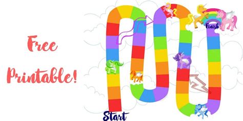rainbow unicorn printable board game  preschoolers
