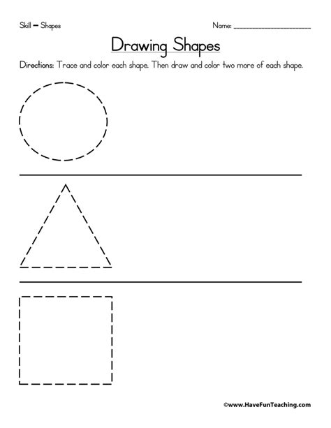 drawing shapes worksheet  fun teaching