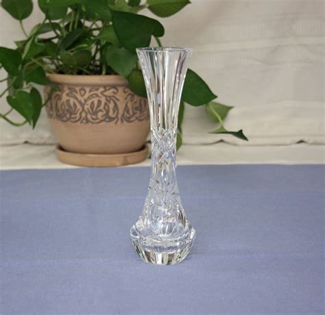 Vintage Heavy Lead Crystal Fluted Bud Vase Hand Cut Swirled
