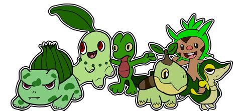 Pokemon Grass Starters By Atrickycarnie On Deviantart