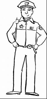 Police Coloring Pages Officer Drawing Policeman Printable Firefighter Helpers Uniform Community Drawings Clipart Guard Color Security Man Kids Hat Sketch sketch template